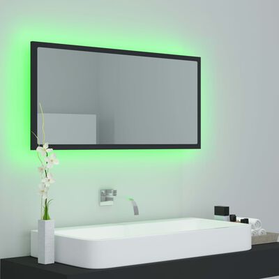 vidaXL LED kúpeľňové zrkadlo sivé 90x8,5x37 cm akryl