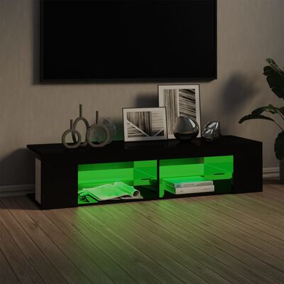 vidaXL TV skrinka s LED svetlami lesklá čierna 135x39x30 cm