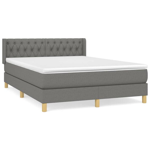 vidaXL Boxspring posteľ s matracom tmavosiv&aacute; 140x190 cm l&aacute;tka