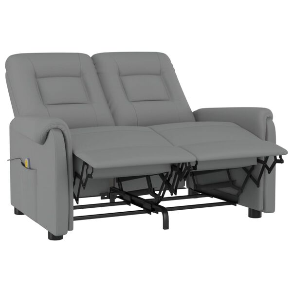 vidaXL 2-miestne sklápacie masážne kreslo, sivé, umelá koža
