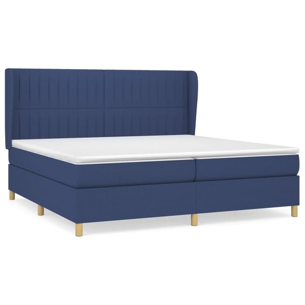 vidaXL Boxspring posteľ s matracom modr&aacute; 200x200 cm l&aacute;tka