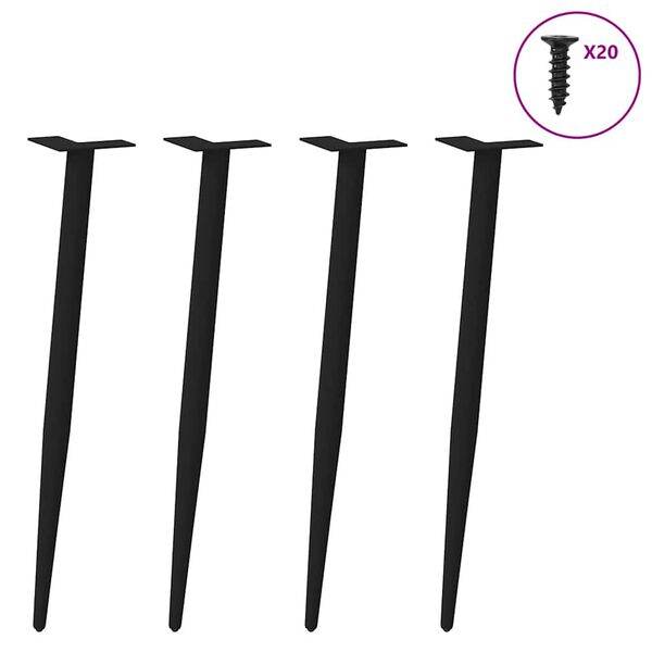 vidaXL Nohy ku konzolov&eacute;mu stolu, kužeľovit&yacute; tvar, 4 ks, čierne, 72-73 cm, oceľov&eacute;