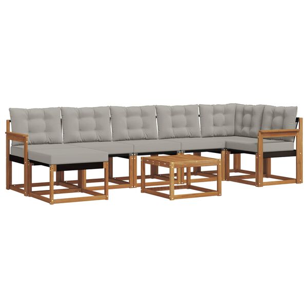 vidaXL Z&aacute;hradn&aacute; s&uacute;prava gaučov s vank&uacute;&scaron;om 8 pcs Pr&iacute;rodn&aacute; a svetlosiv&aacute;