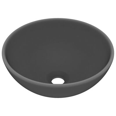 vidaXL Luxusné umývadlo, okrúhle, matné tmavosivé 32,5x14 cm, keramika