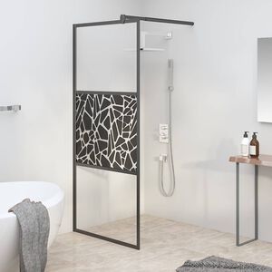 vidaXL Sprchov&aacute; z&aacute;stena z ESG skla s dizajnom kameňov 80x195 cm čierna