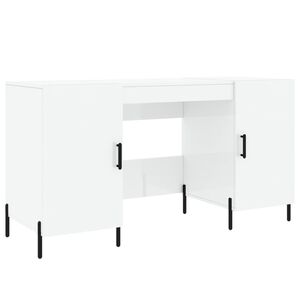 vidaXL St&ocirc;l leskl&yacute; biely 140x50x75 cm spracovan&eacute; drevo