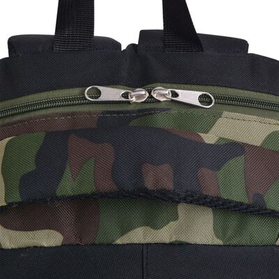vidaXL Školský ruksak 40 l, čierny a maskáčový