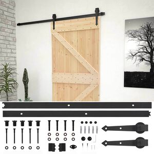 vidaXL Posuvn&eacute; dvere 100 x 210 cm Borovicov&yacute; mas&iacute;v Pr&iacute;rodn&aacute; a čierna