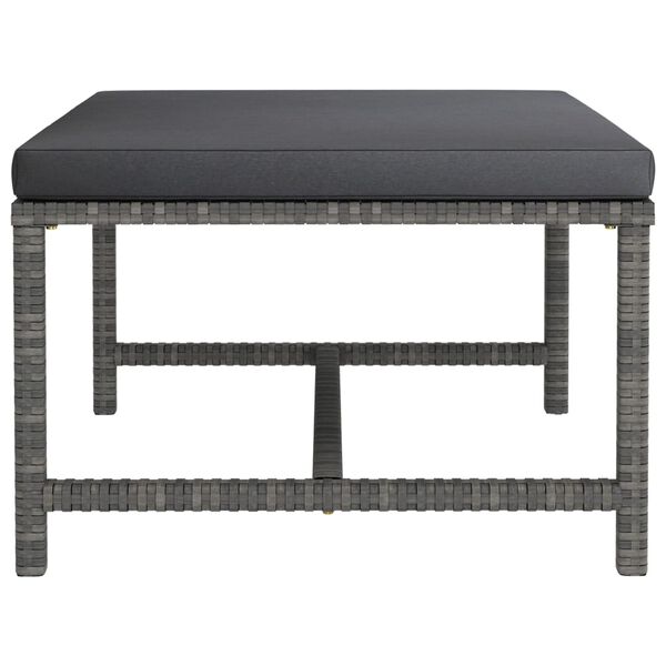vidaXL Sekčná taburetka s podložkou sivá polyratan
