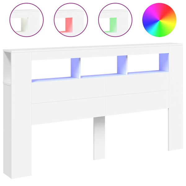 vidaXL Čelo s LED biele 180x18,5x103,5 cm kompozitn&eacute; drevo