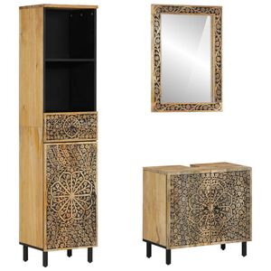 vidaXL 3-dielna súprava kúpeľňového nábytku mangovníkové drevo