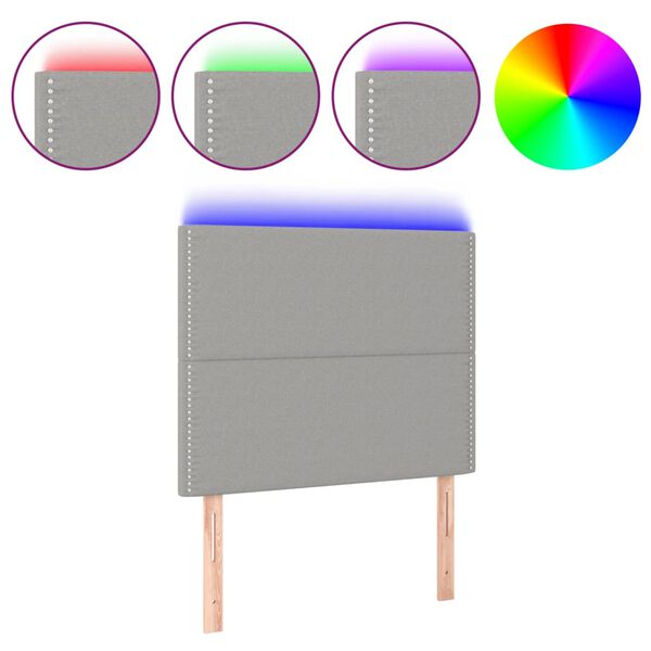 vidaXL Čelo postele s LED bledosiv&eacute; 100x7x118/128 cm l&aacute;tka