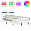 vidaXL R&aacute;m postele s LED p&aacute;sikmi Biela 140 x 190 cm Umel&aacute; koža