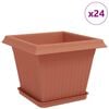 vidaXL Kvetin&aacute;če 24 ks Tehlovo červen&aacute; Plast