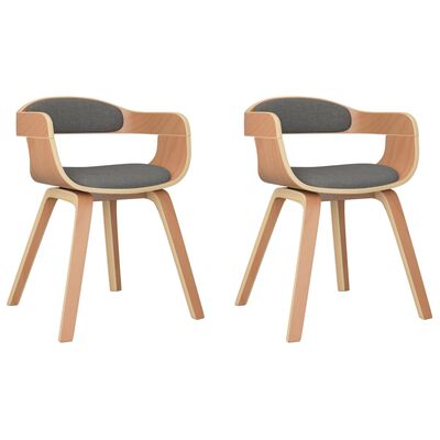 vidaXL Jedálenské stoličky 2ks, svetlosivé, ohýbané drevo a umelá koža