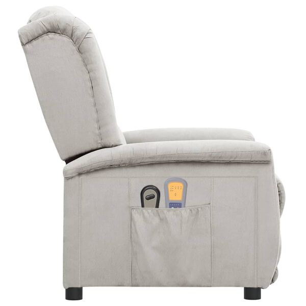 vidaXL Elektrické masážne kreslo bledosivé mikrovláknová látka