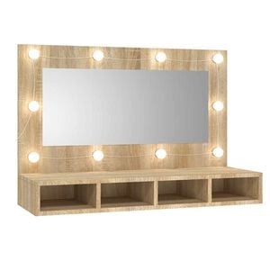vidaXL Zrkadlov&aacute; skrinka s LED dub sonoma 90x31,5x62 cm