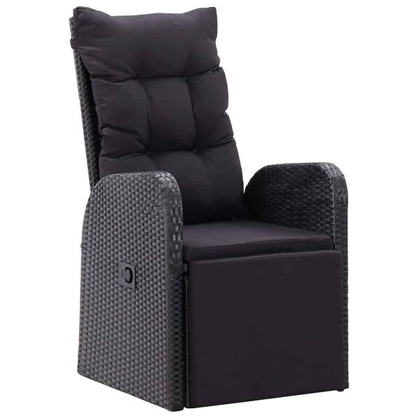 vidaXL Záhradná jedálenská súprava s vankúšom 11 pcs Čierna Poly ratan