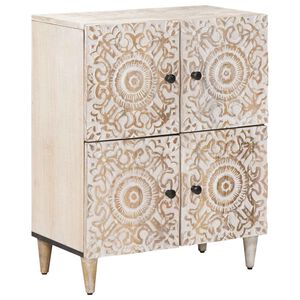 vidaXL Serv&iacute;rovacia skriňa Biela 60 x 33,5 x 75 cm Mas&iacute;vne mango drevo