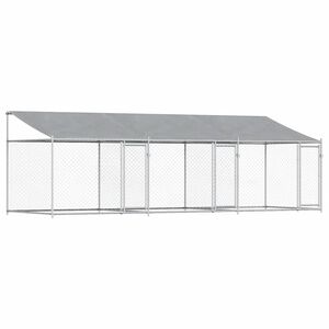 vidaXL Klietka pre psa so strechou a dverami siv&aacute; 6x2x2 m pozink. oceľ