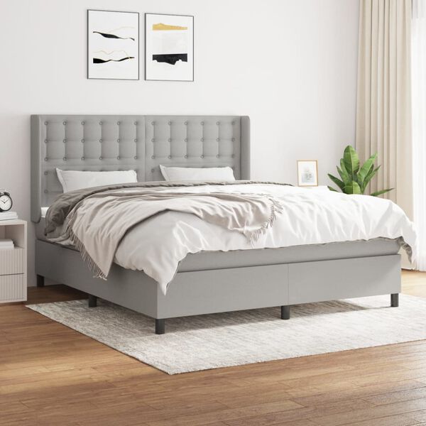 vidaXL Boxspring posteľ s matracom svetlosiv&aacute; 100x200 cm l&aacute;tka