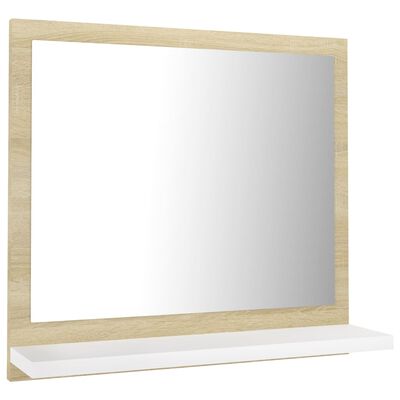 vidaXL Kúpeľňové zrkadlo, biela+sonoma 40x10,5x37 cm, kompozitné drevo