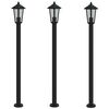 vidaXL Vonkaj&scaron;ie stojace lampy 3 ks čierne 120 cm nehrdzavej&uacute;ca oceľ