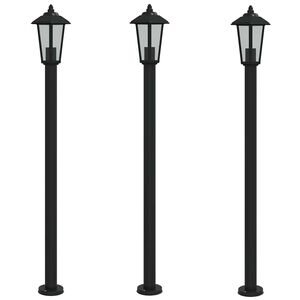 vidaXL Vonkaj&scaron;ie stojace lampy 3 ks čierne 120 cm nehrdzavej&uacute;ca oceľ