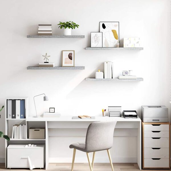 vidaXL Pl&aacute;vaj&uacute;ce n&aacute;stenn&eacute; police 4 ks bet&oacute;novosiv&eacute; 90x23,5x3,8 cm MDF