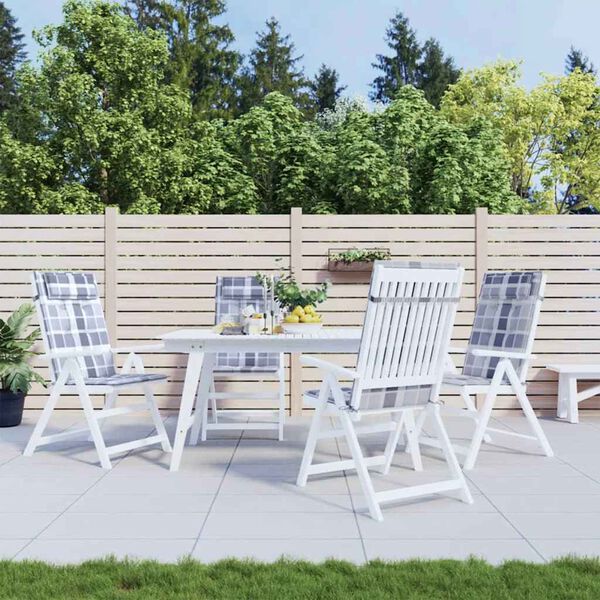 vidaXL Podu&scaron;ky na stoličky s vysok&yacute;m operadlom 4 ks siv&eacute; kocky l&aacute;tka