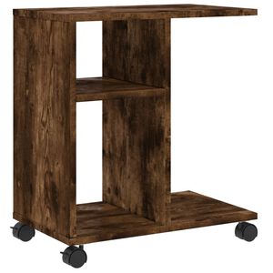 vidaXL Bočn&yacute; stol&iacute;k kolieska dymov&yacute; dub 50x30x55 cm kompozitn&eacute; drevo