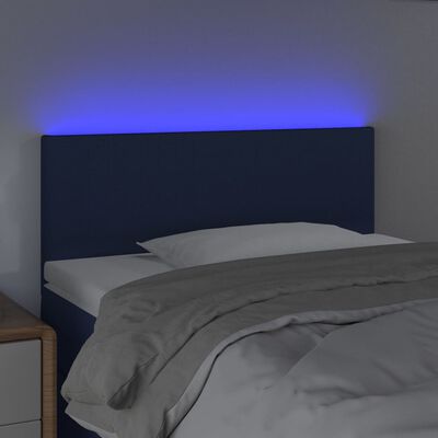 vidaXL Čelo postele s LED modré 90x5x78/88 cm látka