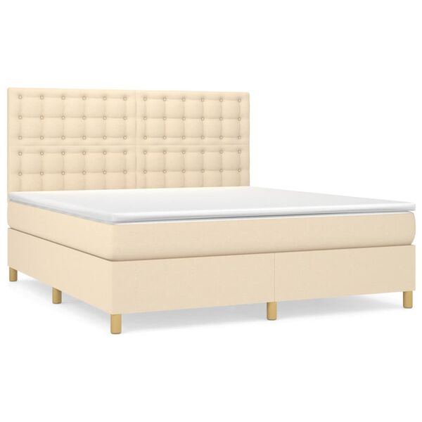 vidaXL Posteľn&yacute; r&aacute;m boxspring s matracom kr&eacute;mov&yacute; 180x200 cm l&aacute;tka