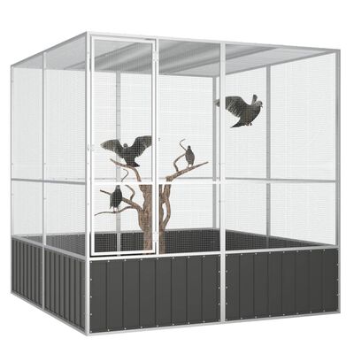 vidaXL Klietka pre vtáky antracit 213,5x217,5x211,5cm pozinkovaná oceľ