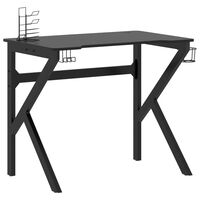 vidaXL Herný stôl s nohami v tvare K čierny 90x60x75 cm