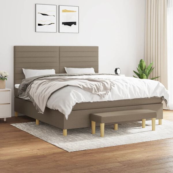vidaXL Posteľn&yacute; r&aacute;m boxspring s matracom sivohned 160x200 cm l&aacute;tka