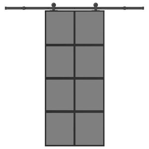 VidaXL posuvn&eacute; dvere so sadou kovania 90x205 cm tvrden&eacute; sklo a hlin&iacute;k