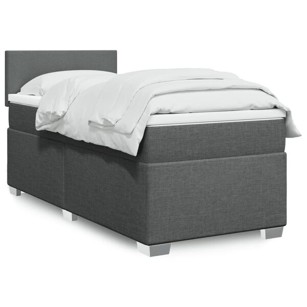 vidaXL Boxspring posteľ s matracom tmavosivá 100x200 cm látka