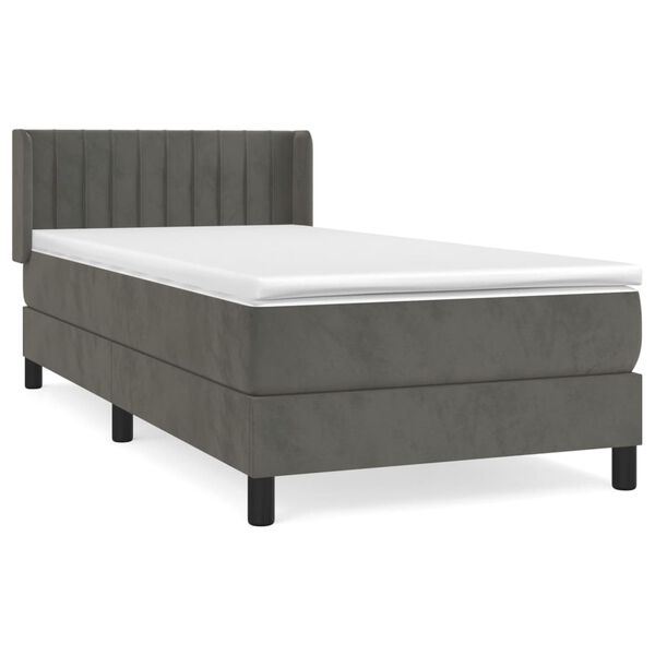 vidaXL Posteľn&yacute; r&aacute;m boxspring s matracom tmavosiv&yacute; 80x200 cm zamat