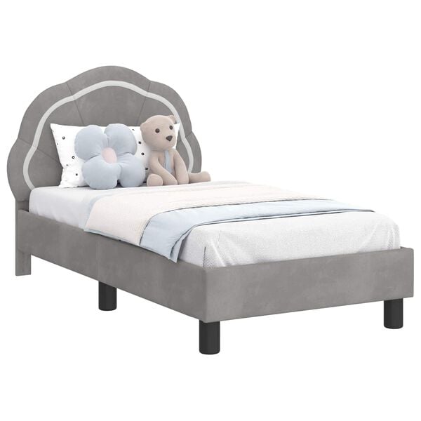 vidaXL Rám detskej postele s čelom Svetlosivá 70 x 140 cm Zamat