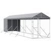 vidaXL Vonkaj&scaron;&iacute; koterec pre psov so strechou striebor. 2x10x2,5m oceľ