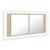 vidaXL LED k&uacute;peľňov&aacute; zrkadlov&aacute; skrinka dub sonoma 100x12x45 cm akryl
