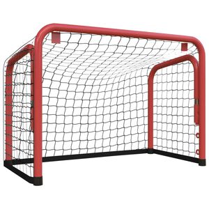 vidaXL Hokejov&aacute; br&aacute;nka a sieť červeno-čierna 68x32x47cm oceľ+polyester