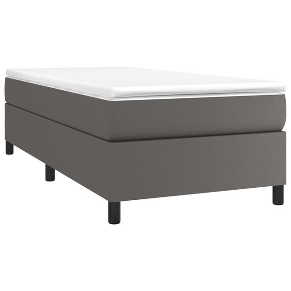 vidaXL Boxspring posteľ s matracom siv&aacute; 90x190 cm umel&aacute; koža