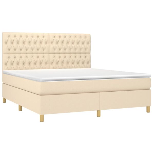 vidaXL Posteľn&yacute; r&aacute;m boxspring s matracom kr&eacute;mov&yacute; 180x200 cm l&aacute;tka