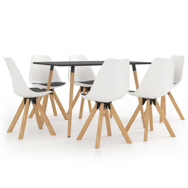 vidaXL 7-dielna jed&aacute;lensk&aacute; s&uacute;prava, biela a čierna