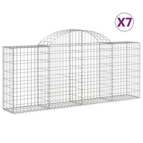 vidaXL Oblúkové gabionové koše 7 ks 200x30x80/100cm pozinkované železo