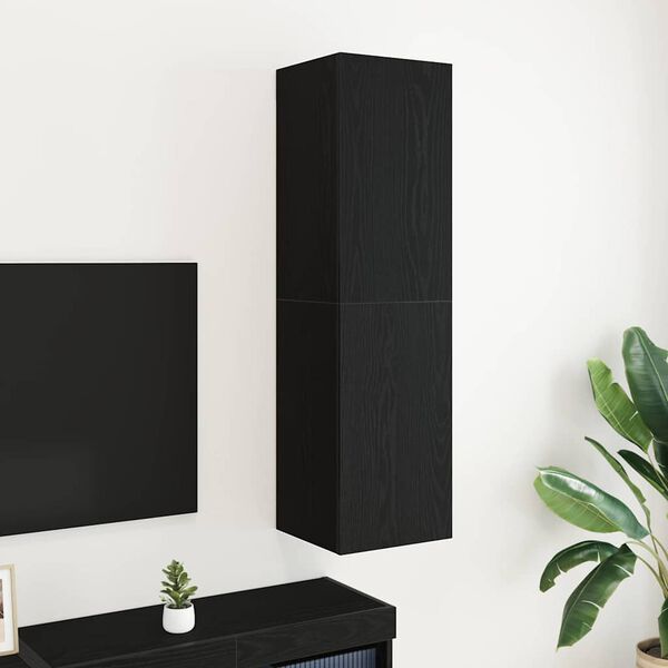 vidaXL Nástenný TV kabinet Nástenný Čierny dub 30,5 x 30 x 110 cm