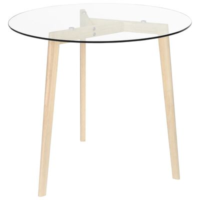 vidaXL Jedálenský stôl priehľadný 80 cm tvrdené sklo