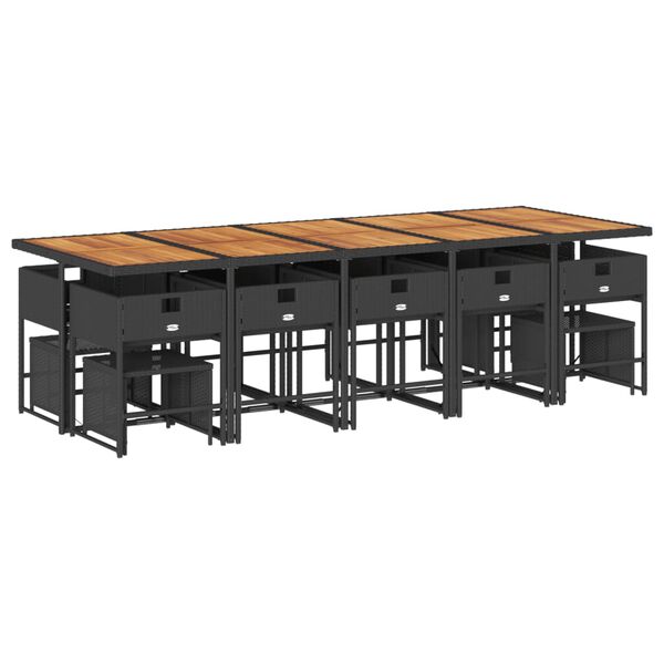 vidaXL 15-dielna z&aacute;hr. jed&aacute;lensk&aacute; s&uacute;prava s vank&uacute;&scaron;mi čierna polyratan